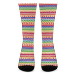 Colorful Aztec Tribal Pattern Print Crew Socks