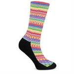 Colorful Aztec Tribal Pattern Print Crew Socks