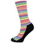 Colorful Aztec Tribal Pattern Print Crew Socks