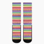 Colorful Aztec Tribal Pattern Print Crew Socks