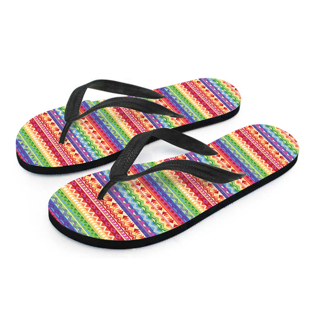 Colorful Aztec Tribal Pattern Print Flip Flops