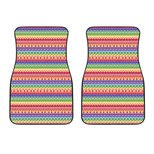 Colorful Aztec Tribal Pattern Print Front Car Floor Mats