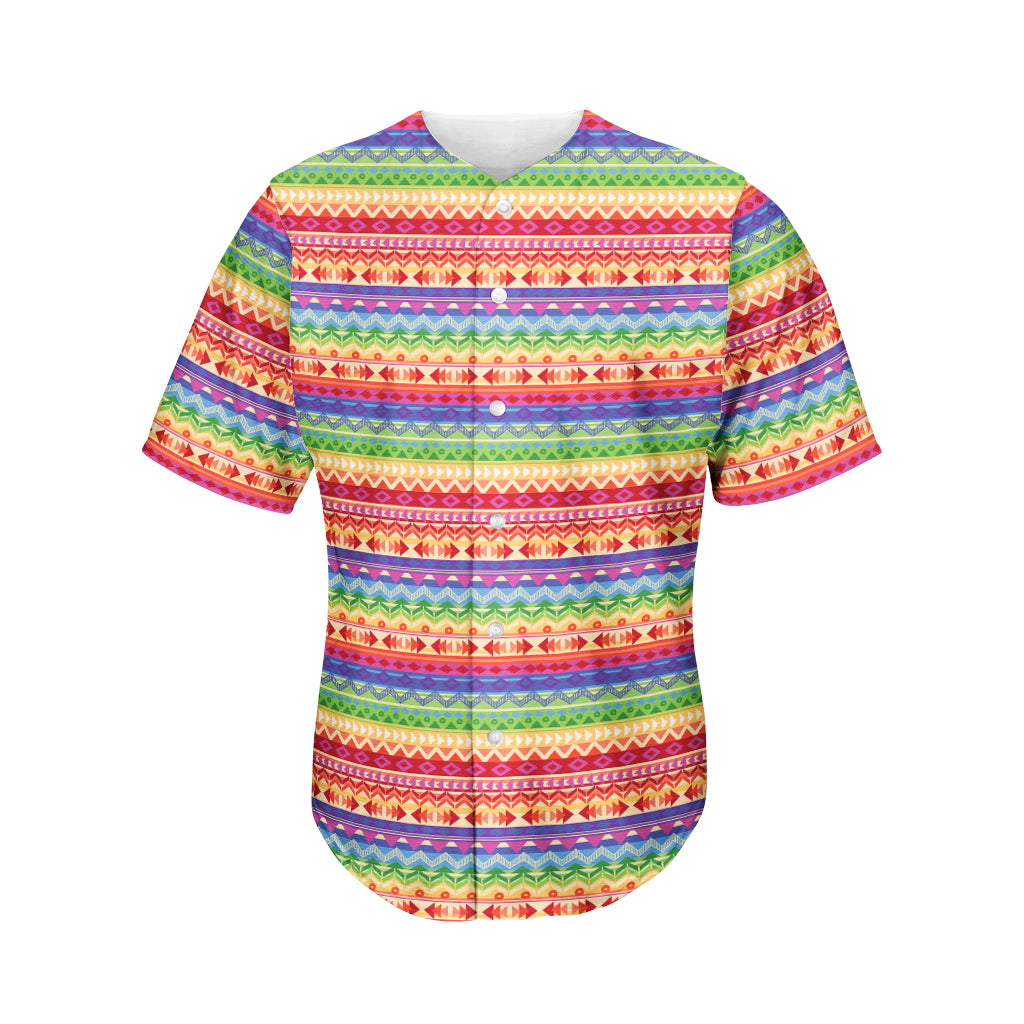 Colorful Aztec Tribal Pattern Print Men's Baseball Jersey