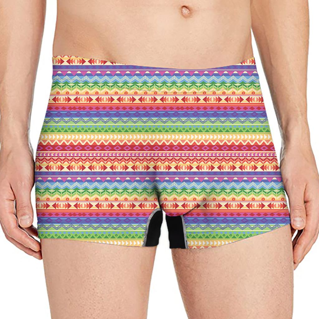 Colorful Aztec Tribal Pattern Print Men's Boxer Briefs