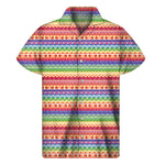 Colorful Aztec Tribal Pattern Print Men's Short Sleeve Shirt