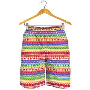 Colorful Aztec Tribal Pattern Print Men's Shorts