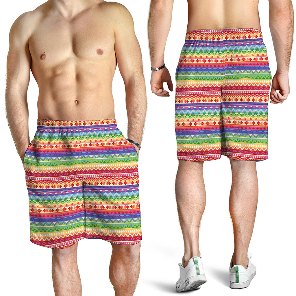 Colorful Aztec Tribal Pattern Print Men's Shorts