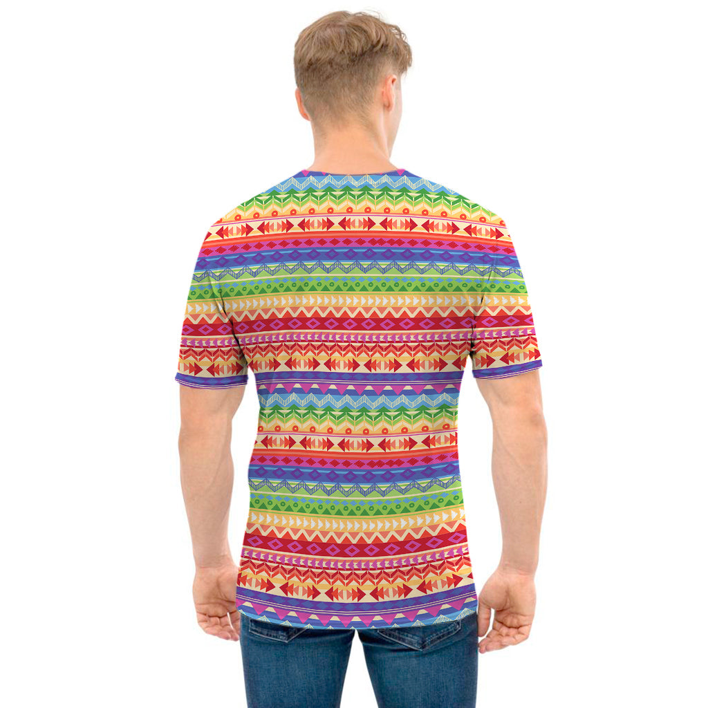 Colorful Aztec Tribal Pattern Print Men's T-Shirt