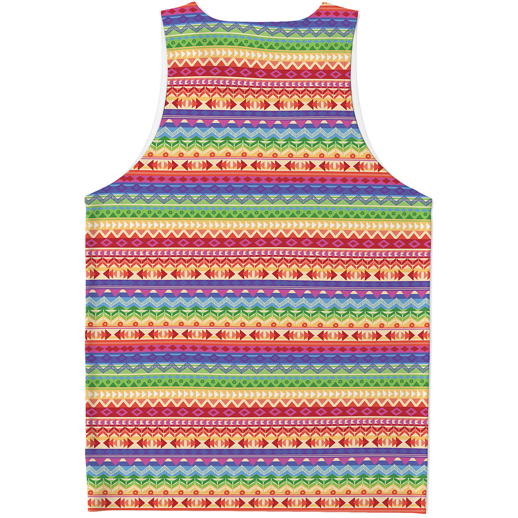 Colorful Aztec Tribal Pattern Print Men's Tank Top