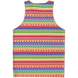 Colorful Aztec Tribal Pattern Print Men's Tank Top