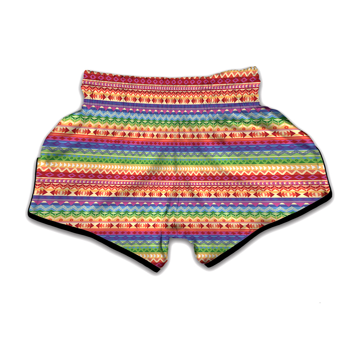 Colorful Aztec Tribal Pattern Print Muay Thai Boxing Shorts
