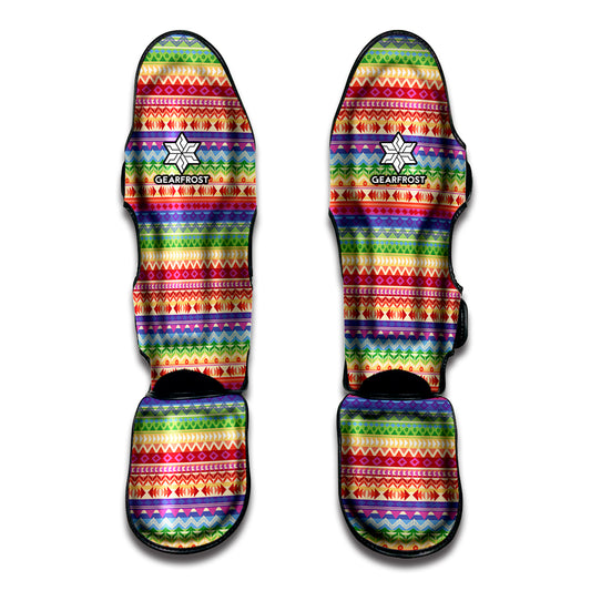 Colorful Aztec Tribal Pattern Print Muay Thai Shin Guard