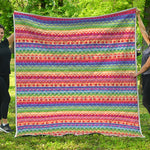 Colorful Aztec Tribal Pattern Print Quilt