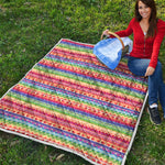 Colorful Aztec Tribal Pattern Print Quilt
