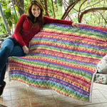 Colorful Aztec Tribal Pattern Print Quilt