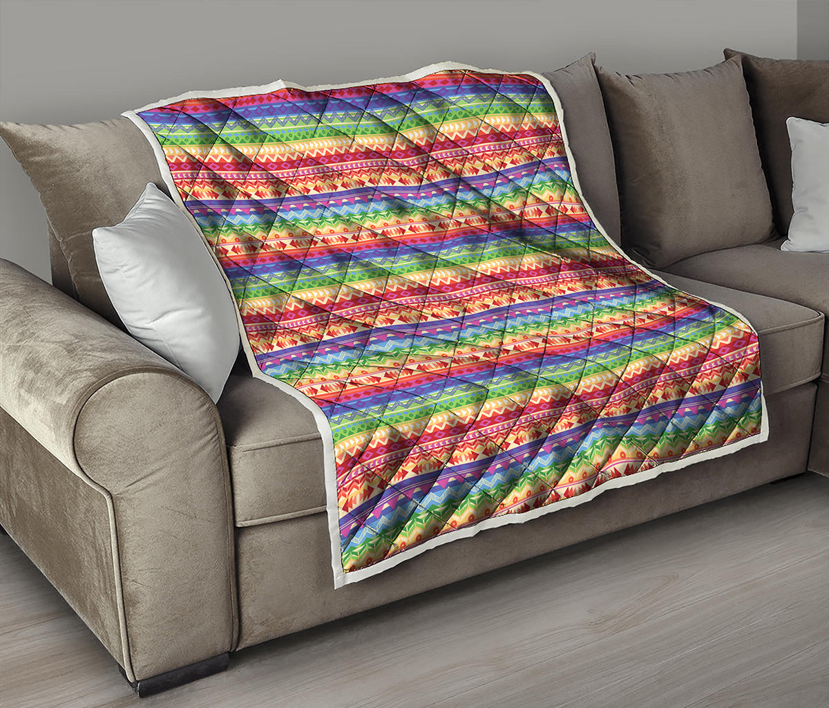 Colorful Aztec Tribal Pattern Print Quilt