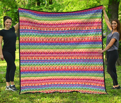 Colorful Aztec Tribal Pattern Print Quilt