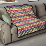 Colorful Aztec Tribal Pattern Print Quilt