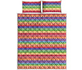 Colorful Aztec Tribal Pattern Print Quilt Bed Set