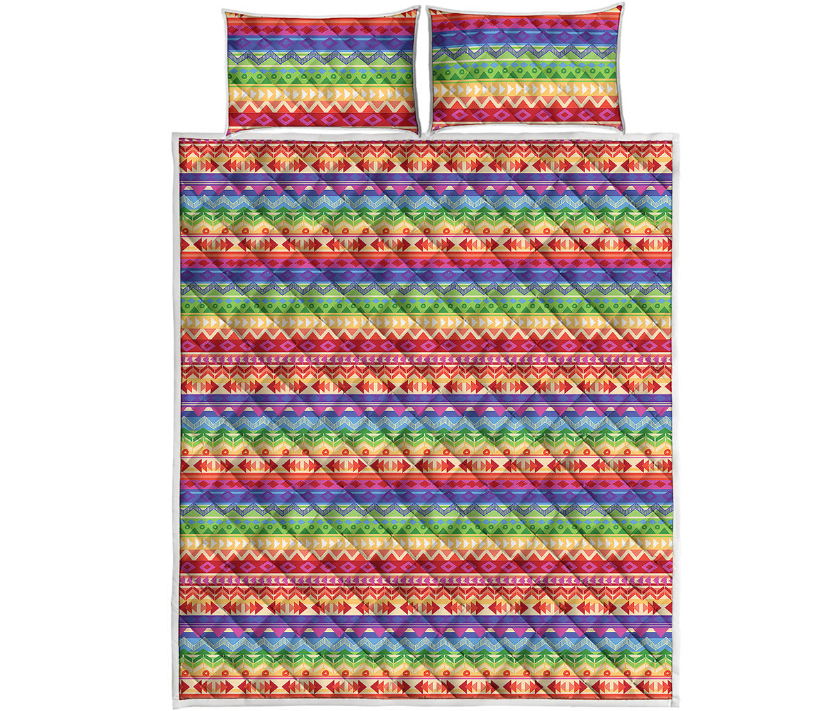 Colorful Aztec Tribal Pattern Print Quilt Bed Set