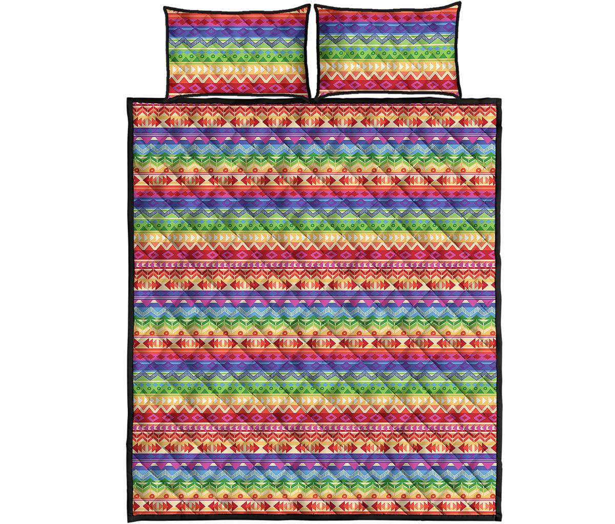 Colorful Aztec Tribal Pattern Print Quilt Bed Set