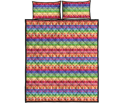 Colorful Aztec Tribal Pattern Print Quilt Bed Set