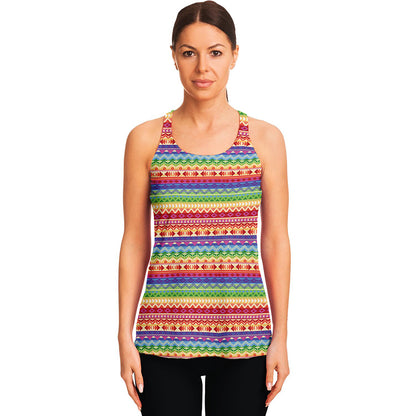 Colorful Aztec Tribal Pattern Print Women's Racerback Tank Top
