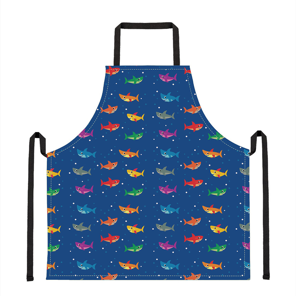 Colorful Baby Sharks Pattern Print Apron