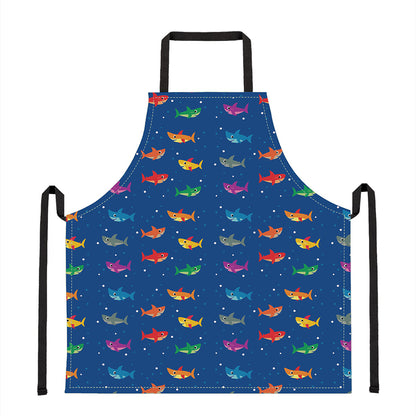 Colorful Baby Sharks Pattern Print Apron