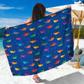 Colorful Baby Sharks Pattern Print Beach Sarong Wrap