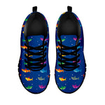 Colorful Baby Sharks Pattern Print Black Sneakers