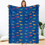 Colorful Baby Sharks Pattern Print Blanket