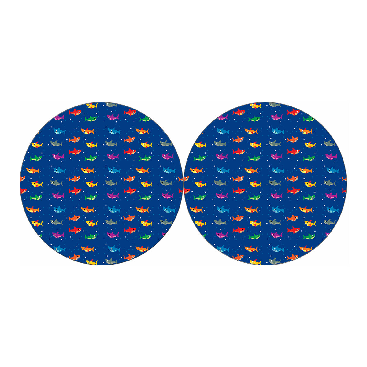 Colorful Baby Sharks Pattern Print Car Coasters