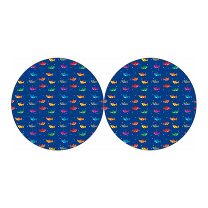 Colorful Baby Sharks Pattern Print Car Coasters