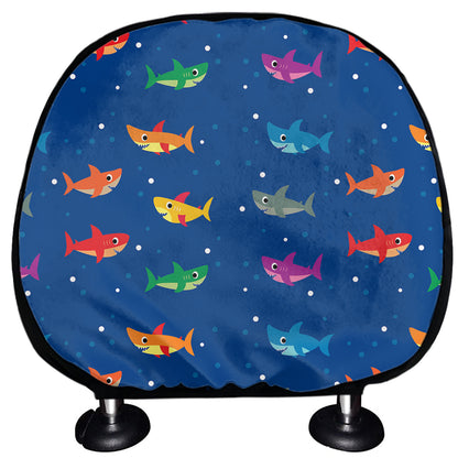 Colorful Baby Sharks Pattern Print Car Headrest Covers