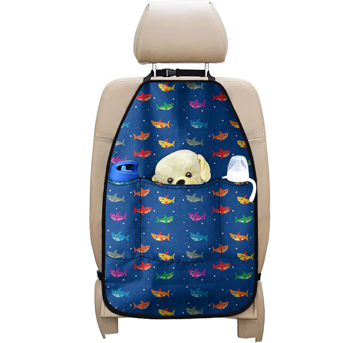 Colorful Baby Sharks Pattern Print Car Seat Organizers