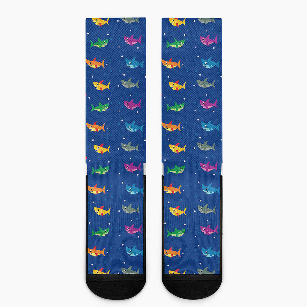 Colorful Baby Sharks Pattern Print Crew Socks