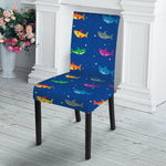 Colorful Baby Sharks Pattern Print Dining Chair Slipcover