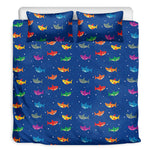 Colorful Baby Sharks Pattern Print Duvet Cover Bedding Set
