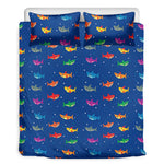 Colorful Baby Sharks Pattern Print Duvet Cover Bedding Set