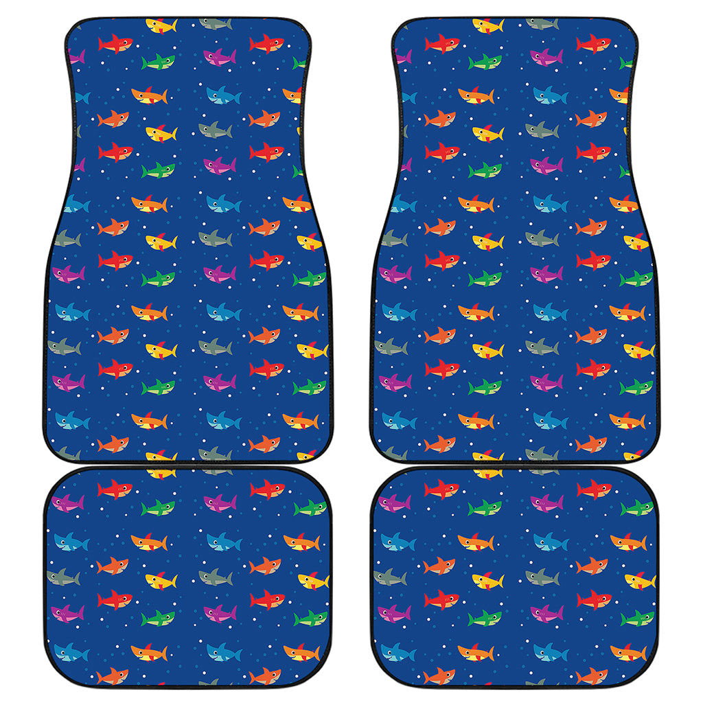 Colorful Baby Sharks Pattern Print Front and Back Car Floor Mats