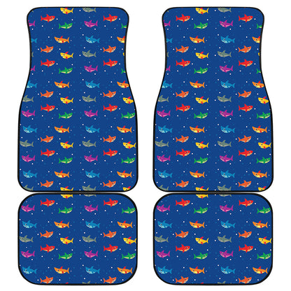 Colorful Baby Sharks Pattern Print Front and Back Car Floor Mats