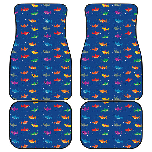 Colorful Baby Sharks Pattern Print Front and Back Car Floor Mats