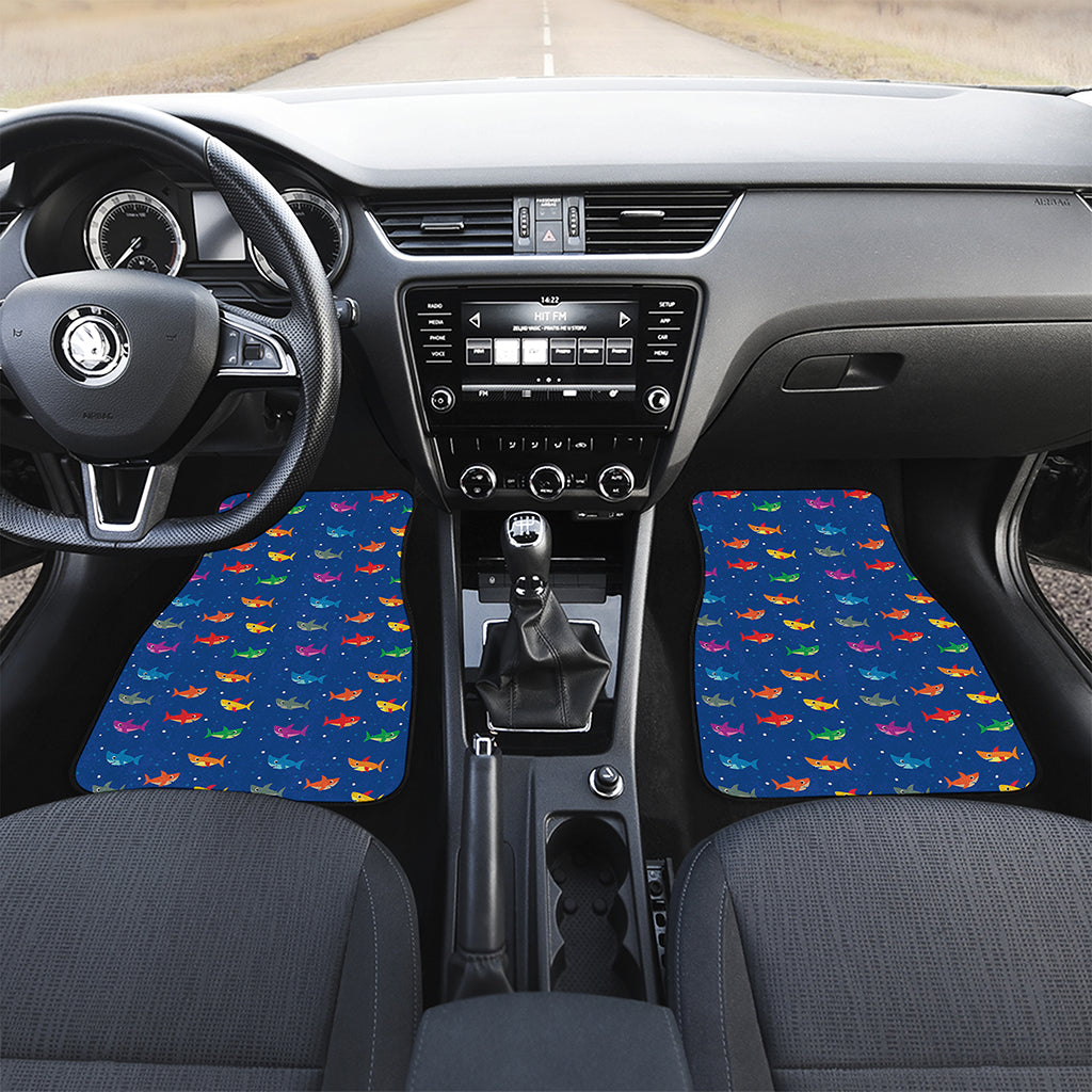 Colorful Baby Sharks Pattern Print Front and Back Car Floor Mats