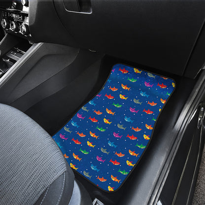 Colorful Baby Sharks Pattern Print Front and Back Car Floor Mats