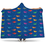 Colorful Baby Sharks Pattern Print Hooded Blanket