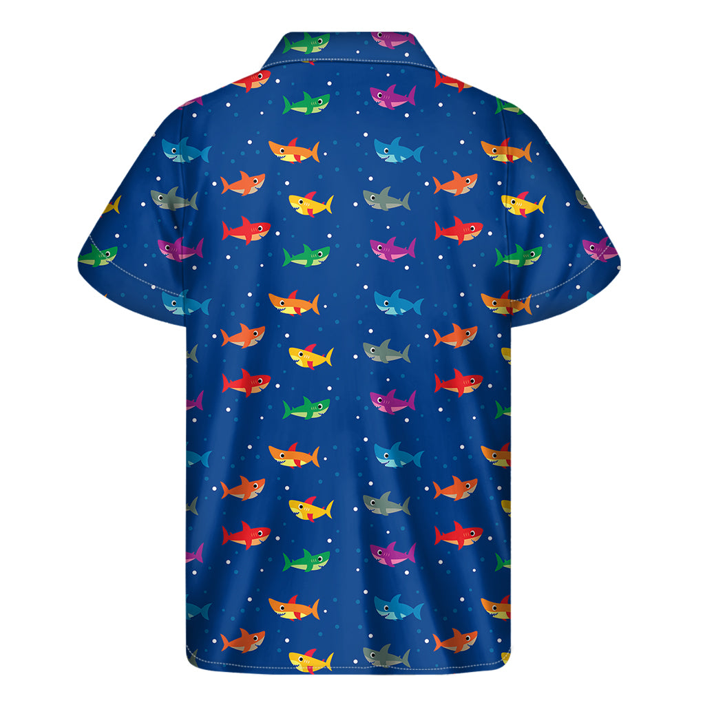 Colorful Baby Sharks Pattern Print Men's Short Sleeve Shirt