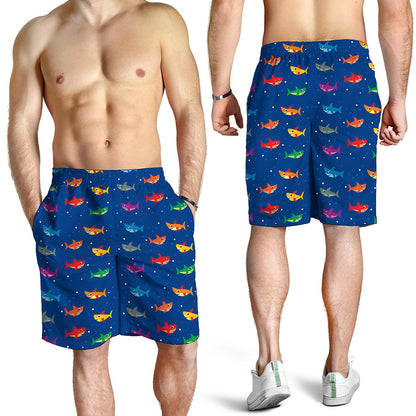 Colorful Baby Sharks Pattern Print Men's Shorts