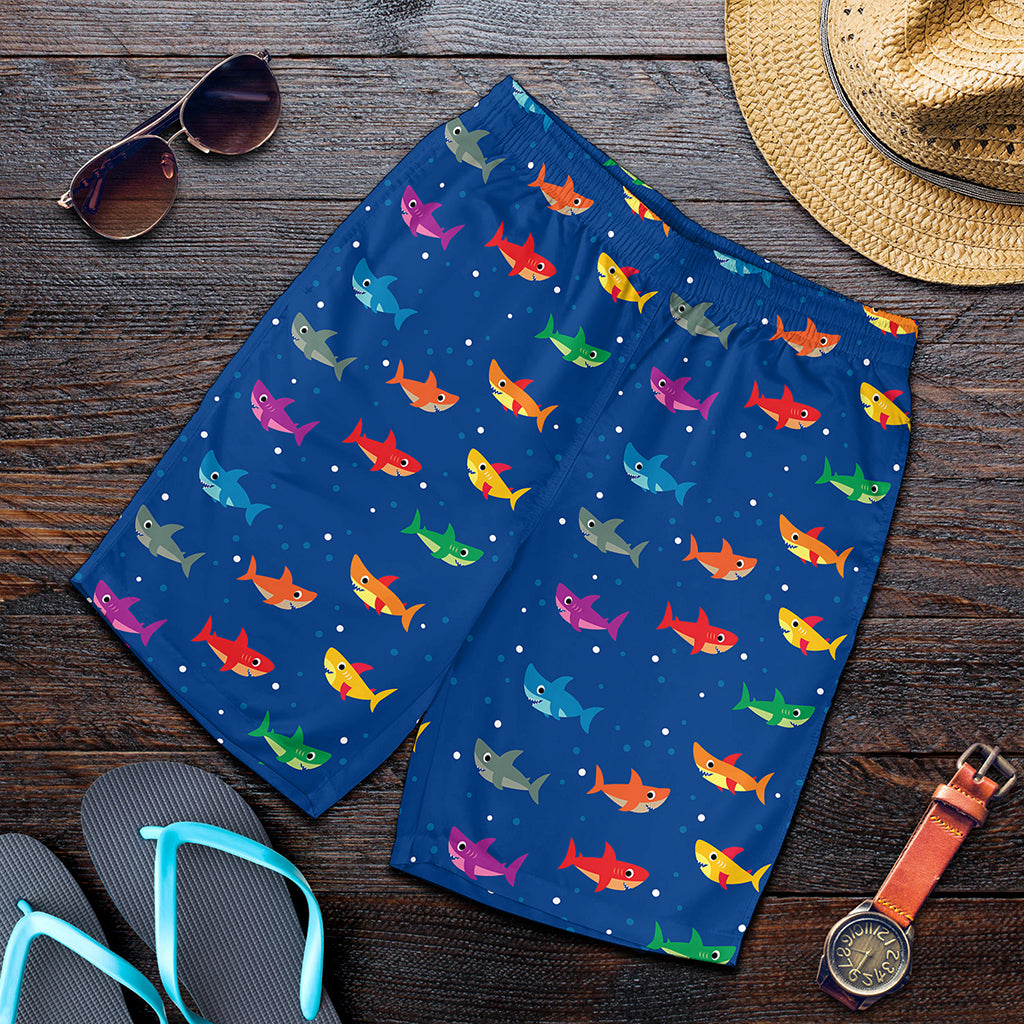 Colorful Baby Sharks Pattern Print Men's Shorts