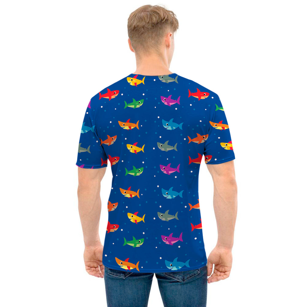 Colorful Baby Sharks Pattern Print Men's T-Shirt